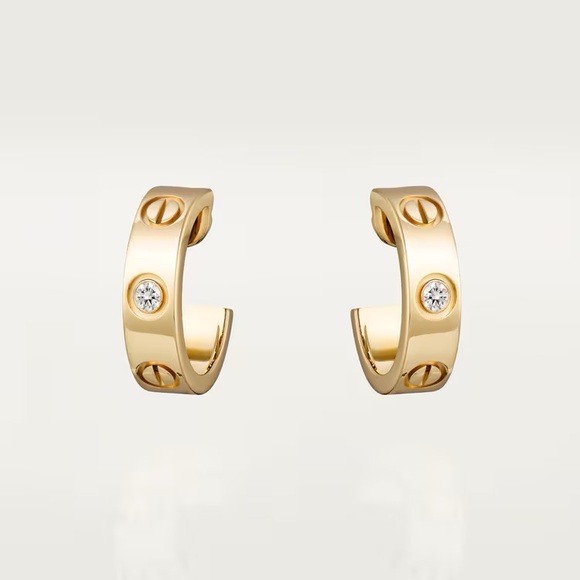 Cartier love earring 2 diamonds yellow gold - Picture 1 of 3